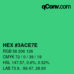 カラーコード: HEX #3ACE7E | qconv.com