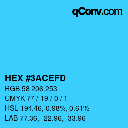 颜色代码: HEX #3ACEFD | qconv.com