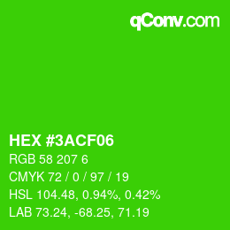 Color code: HEX #3ACF06 | qconv.com