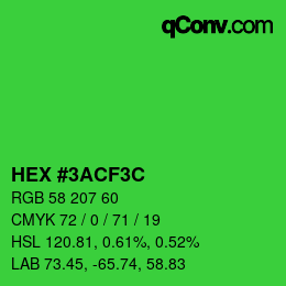 Color code: HEX #3ACF3C | qconv.com