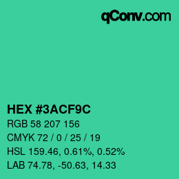 Color code: HEX #3ACF9C | qconv.com
