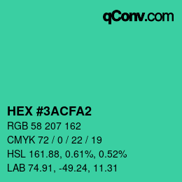 Color code: HEX #3ACFA2 | qconv.com