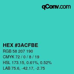 颜色代码: HEX #3ACFBE | qconv.com