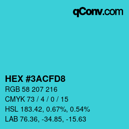 Color code: HEX #3ACFD8 | qconv.com