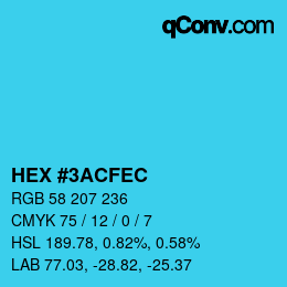Color code: HEX #3ACFEC | qconv.com