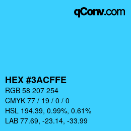 Color code: HEX #3ACFFE | qconv.com