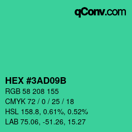 Color code: HEX #3AD09B | qconv.com