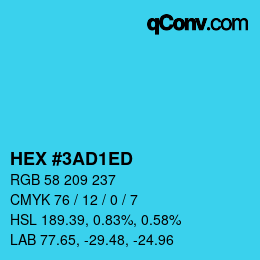 カラーコード: HEX #3AD1ED | qconv.com