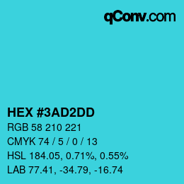 カラーコード: HEX #3AD2DD | qconv.com