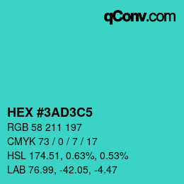 カラーコード: HEX #3AD3C5 | qconv.com
