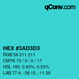 Color code: HEX #3AD3D3 | qconv.com