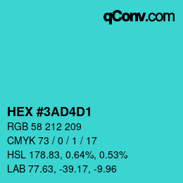 颜色代码: HEX #3AD4D1 | qconv.com