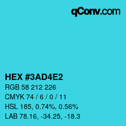 カラーコード: HEX #3AD4E2 | qconv.com