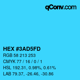 カラーコード: HEX #3AD5FD | qconv.com