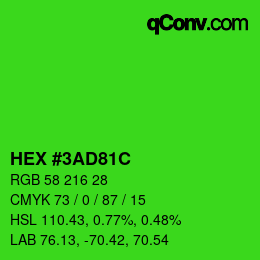 Color code: HEX #3AD81C | qconv.com