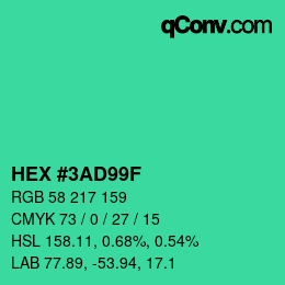 Color code: HEX #3AD99F | qconv.com