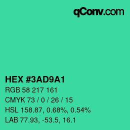 カラーコード: HEX #3AD9A1 | qconv.com