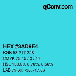 颜色代码: HEX #3AD9E4 | qconv.com