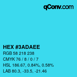 Color code: HEX #3ADAEE | qconv.com