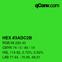 カラーコード: HEX #3ADC2B | qconv.com