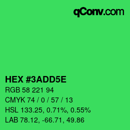 Color code: HEX #3ADD5E | qconv.com