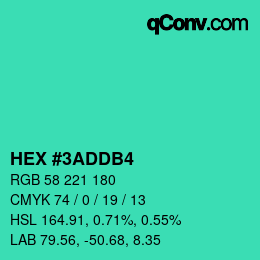 カラーコード: HEX #3ADDB4 | qconv.com