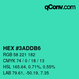カラーコード: HEX #3ADDB6 | qconv.com