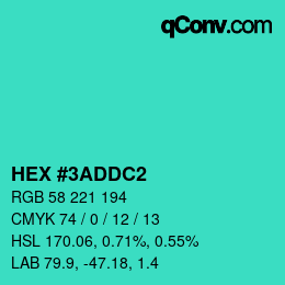 Color code: HEX #3ADDC2 | qconv.com