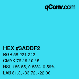 颜色代码: HEX #3ADDF2 | qconv.com