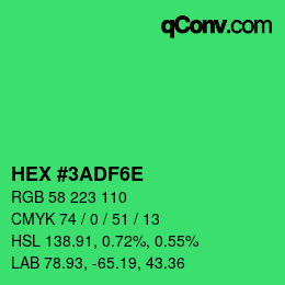 Color code: HEX #3ADF6E | qconv.com
