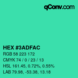 颜色代码: HEX #3ADFAC | qconv.com