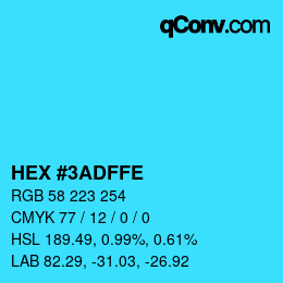 Color code: HEX #3ADFFE | qconv.com