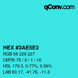 Código de color: HEX #3AE5E3 | qconv.com