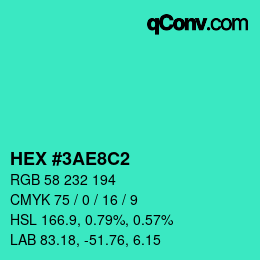 Color code: HEX #3AE8C2 | qconv.com