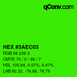 カラーコード: HEX #3AEC03 | qconv.com