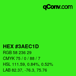 颜色代码: HEX #3AEC1D | qconv.com