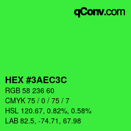 颜色代码: HEX #3AEC3C | qconv.com