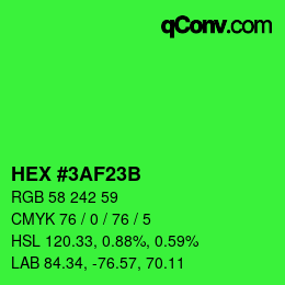 Color code: HEX #3AF23B | qconv.com
