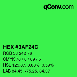 カラーコード: HEX #3AF24C | qconv.com