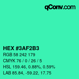 Color code: HEX #3AF2B3 | qconv.com