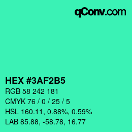 カラーコード: HEX #3AF2B5 | qconv.com