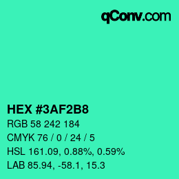 颜色代码: HEX #3AF2B8 | qconv.com
