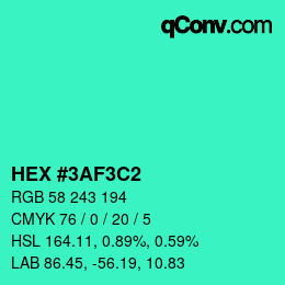 Color code: HEX #3AF3C2 | qconv.com