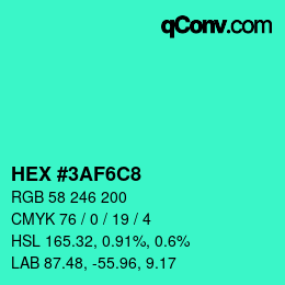 Color code: HEX #3AF6C8 | qconv.com