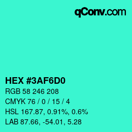 Color code: HEX #3AF6D0 | qconv.com