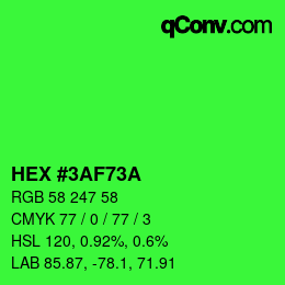 Color code: HEX #3AF73A | qconv.com