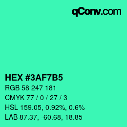 Color code: HEX #3AF7B5 | qconv.com