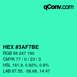 カラーコード: HEX #3AF7BE | qconv.com