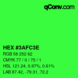 カラーコード: HEX #3AFC3E | qconv.com