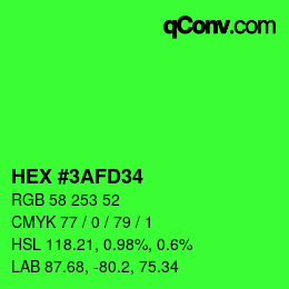 カラーコード: HEX #3AFD34 | qconv.com